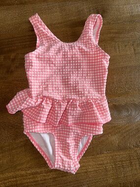 Cat & Jack Pink Gingham Ruffle One-Piece Swimsuit